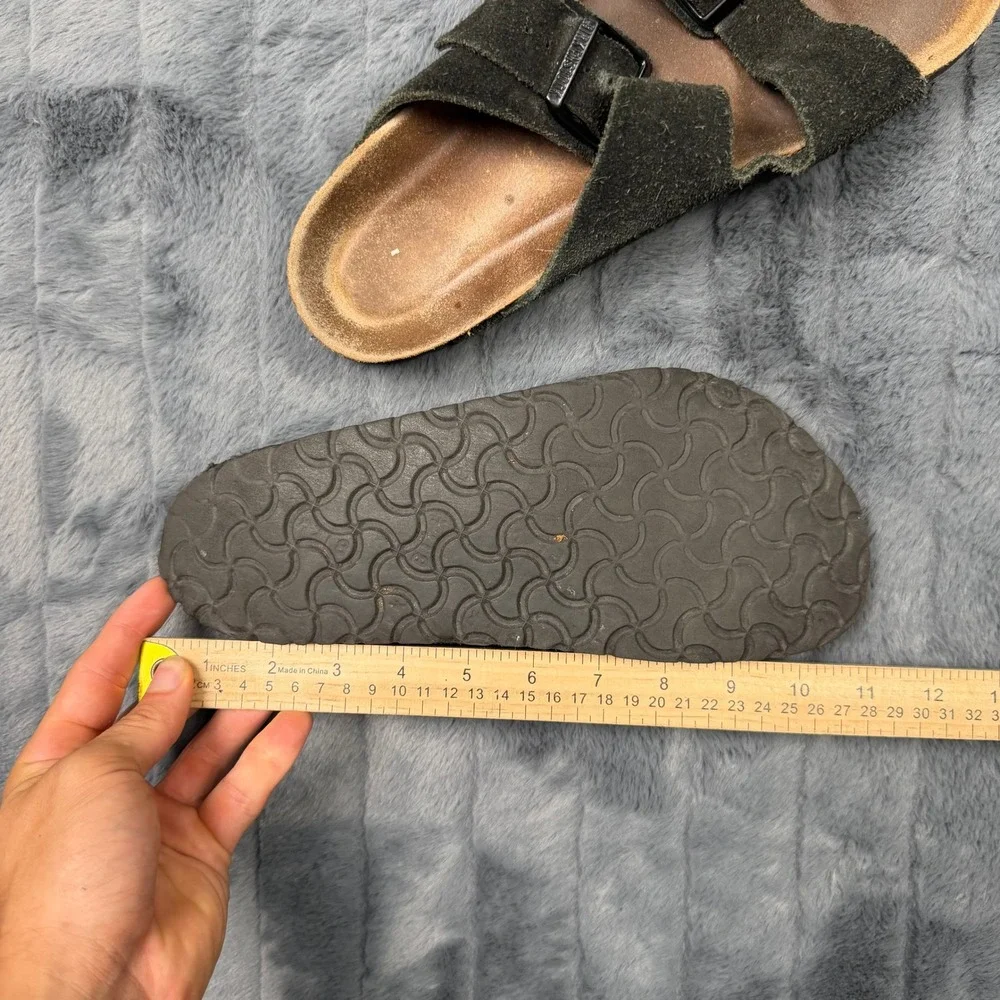 Birkenstock Arizona Sandals 41 Black Suede Double Strap Cork Slides